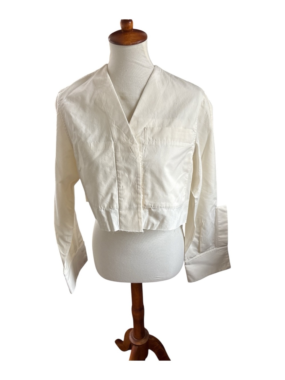 Jil Sander off white V-Neck Cropped Shirt